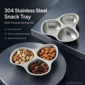 Snow‑flake Frosted Series Exclusive Special Snowflake Frosted Finish 304 Stainless Steel Snack Plate