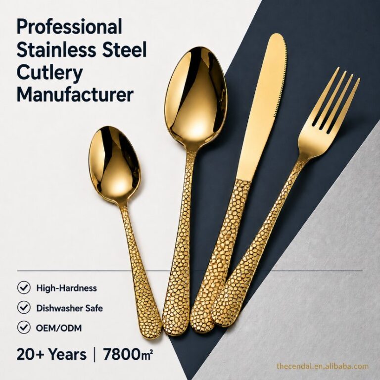 Cutlery&Flatware 410 High-Hardness Stainless Steel Gold Hammered Cutlery Set