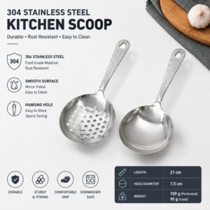 Kitchen Utensils Food-Grade 304 Stainless Steel Heart-Shaped Slotted Serving Spoon with Hanging Hole